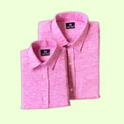 Pink Linen Dad n Son Twinning Shirts
