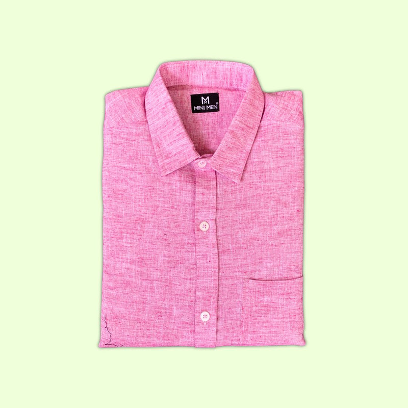 Pink Linen Dad Twinning Shirt