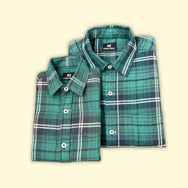 Vintage Green Checks Dad n Son Twinning Shirts