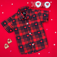 Red Heart Checks Shirt