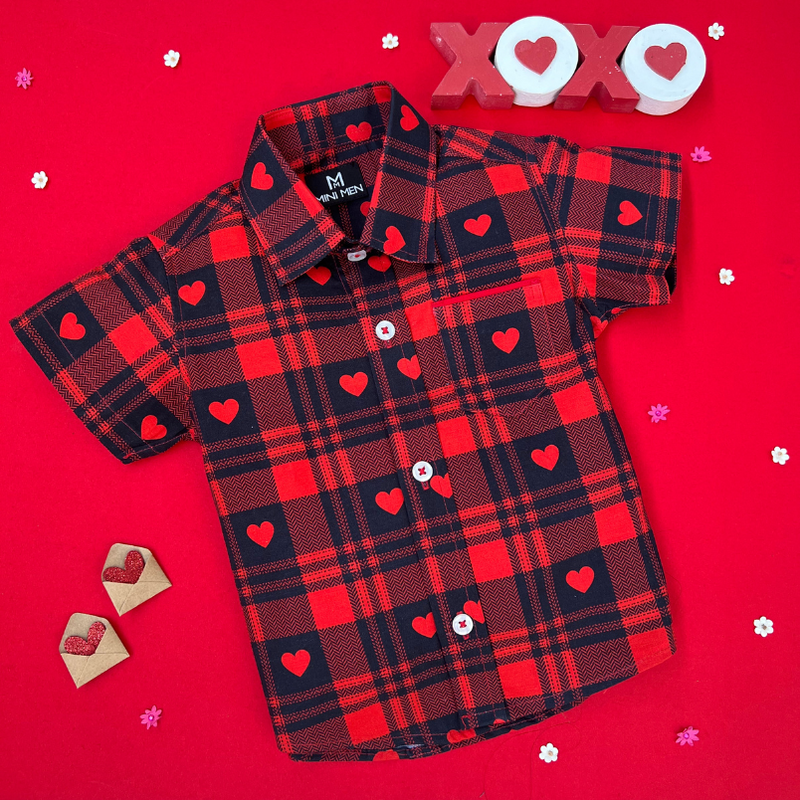 Red Heart Checks Shirt