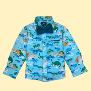 Blue Dino Bow Tie Shirt