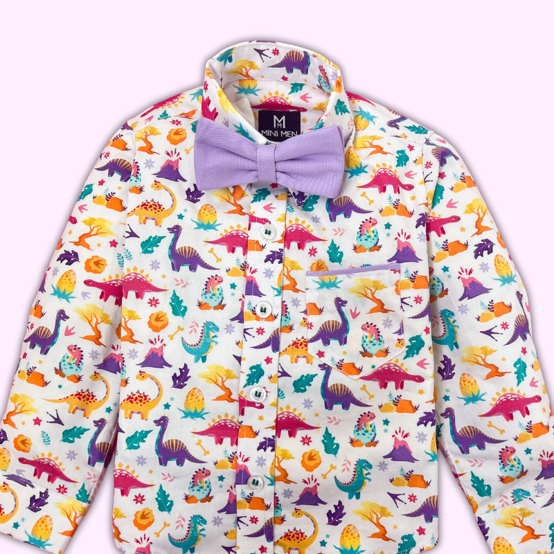 Colorful Dino Purple- Dad Twinning Shirt