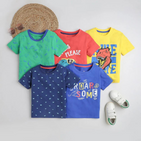 Dinosaur Graphic Printed T-Shirts - Pack of 5