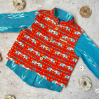 Indian Elephant  Printed Orange Jacket and Aqua Ikat Shirt