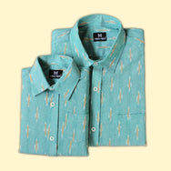 Teal Green Ikat Dad n Son Shirts