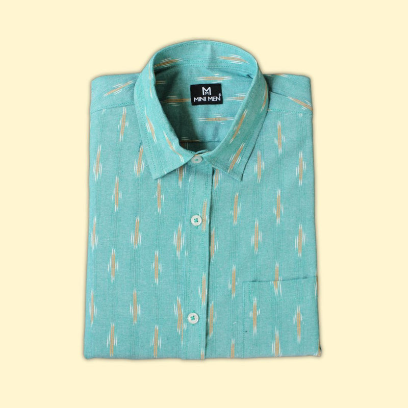 Teal Green Ikat Dad n Son Shirts