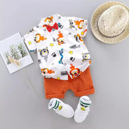 Tiger Printed Shirt & Orange Shorts - Partywear