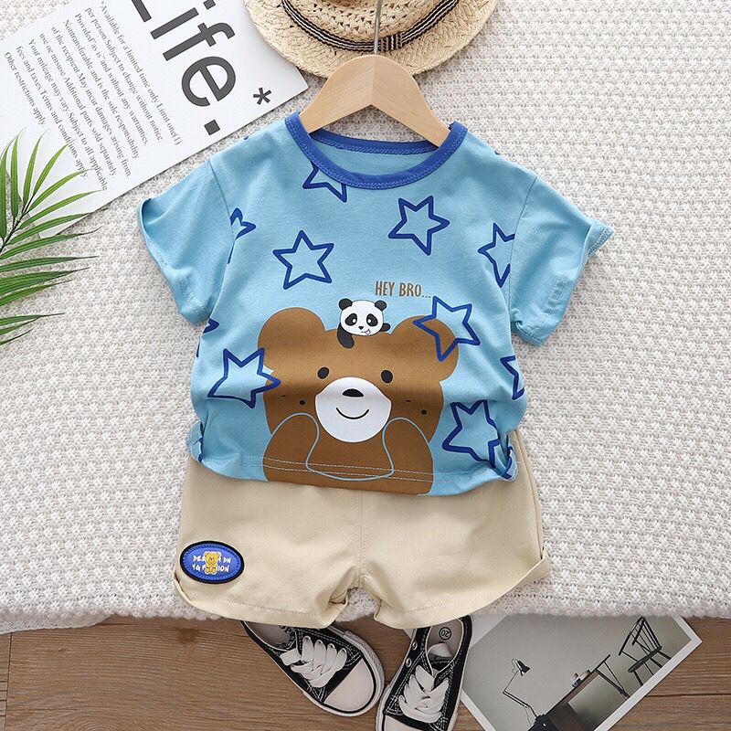 Star Bear T Shirt Shorts set
