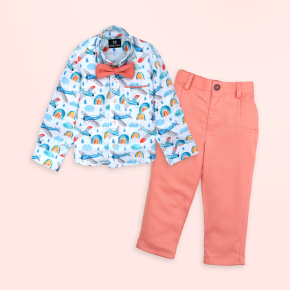 Airplane Rainbow and Peach Pant - Pant Shirt Set