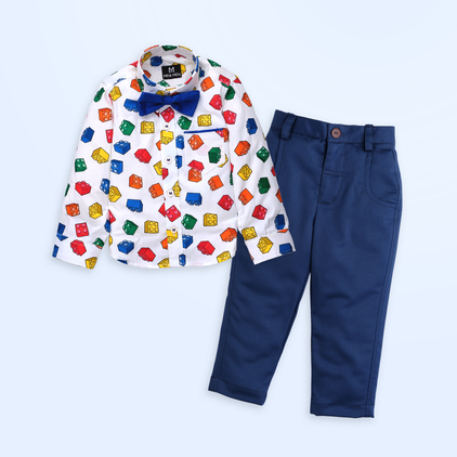 Building Blocks and Royal Blue Pant - Pant Shirt Set
