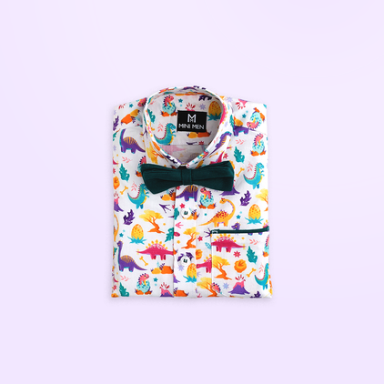 Colorful Dino and Aqua Pant - Pant Shirt Set