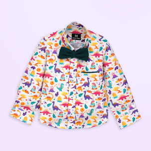 Colorful Dino and Aqua Pant - Pant Shirt Set