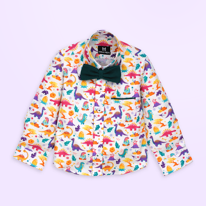 Colorful Dino and Aqua Pant - Pant Shirt Set