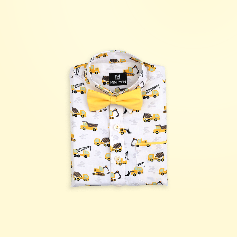 Construction Vehicles Suspender Set - Yellow
