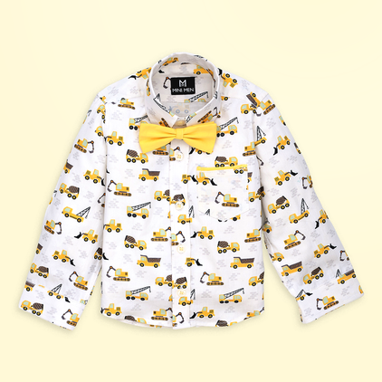 Construction Vehicles and Black Pant - Pant Shirt Set