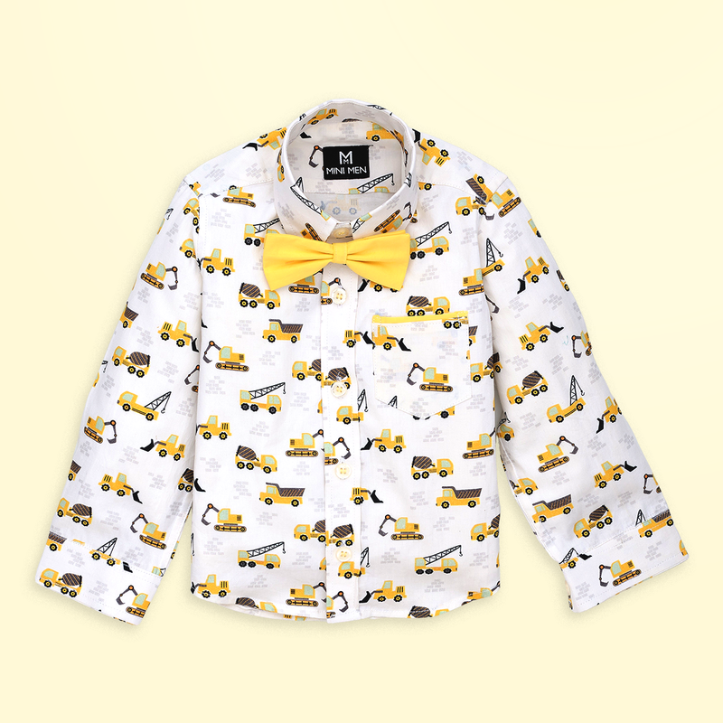 Construction Vehicles and Black Pant - Pant Shirt Set