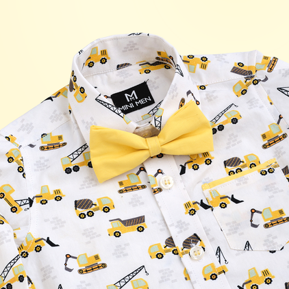 Construction Vehicles and Black Pant - Pant Shirt Set