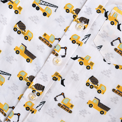 Construction Vehicles and Black Pant - Pant Shirt Set