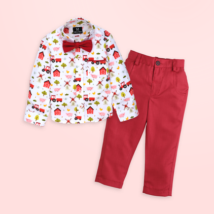 Farm and Red Pant - Pant Shirt Set