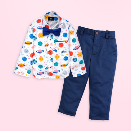 Space Explorer - Planets and Royal Blue Pant - Pant Shirt Set
