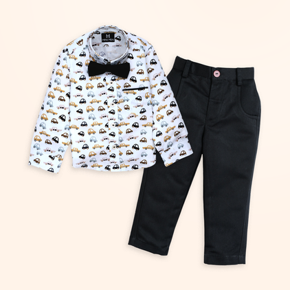 Vintage Cars and Black Pant - Pant Shirt Set