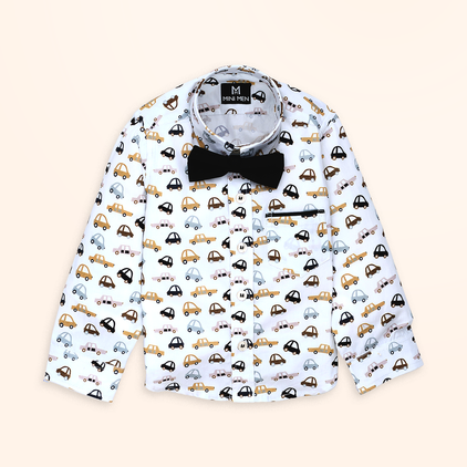 Vintage Cars and Black Pant - Pant Shirt Set