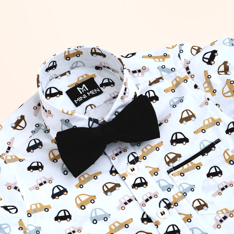 Vintage Cars and Beige Pant - Pant Shirt Set