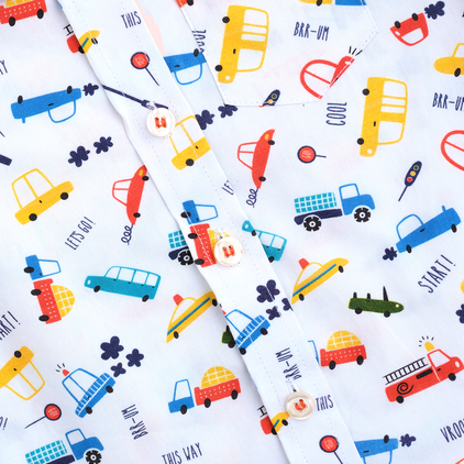 Vroom Vroom - Transportation Car and Navy Pant - Pant Shirt Set