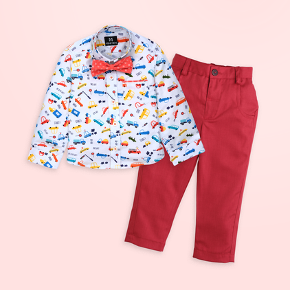 Vroom Vroom - Transportation Car and Red Pant - Pant Shirt Set