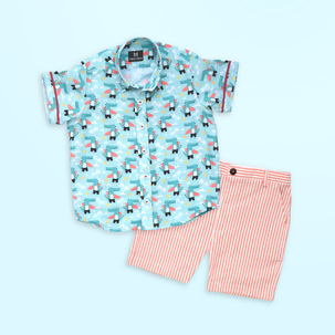 Cool Crocodile and Orange Shorts - Shorts Shirt Set