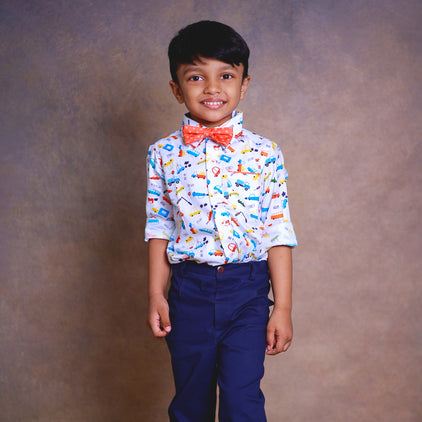 Vroom Vroom - Transportation Car and Navy Pant - Pant Shirt Set