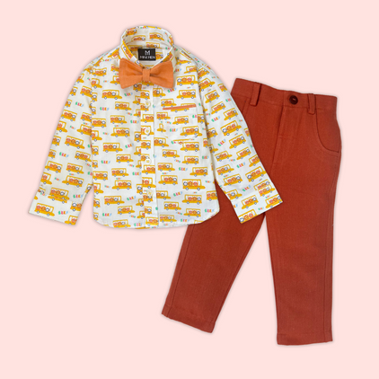 Wheels on the Bus and Rust Pant - Pant Shirt Set