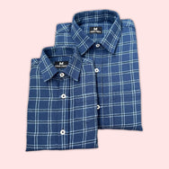 Navy Blue Checks Dad n Son Twinning Shirts