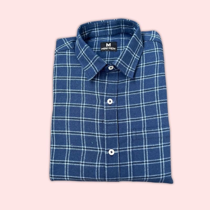 Navy Blue Checks Son Shirt - (Add-on)