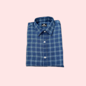 Navy Blue Checks Dad Twinning Shirt