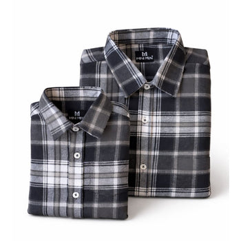 Classic Grey Checks Dad n Son Twinning Shirts