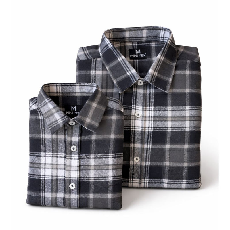 Classic Grey Checks Dad n Son Twinning Shirts