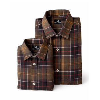 Chestnut Brown Checks Dad n Son Twinning Shirts