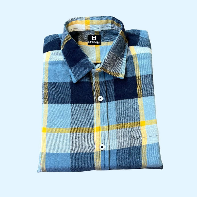 Vintage Navy Blue Checks Dad Twinning Shirt