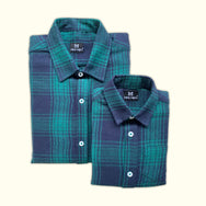 Emerald Green Checks Dad n Son Twinning Shirts