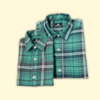 Vintage Green Checks Dad n Son Twinning Shirts