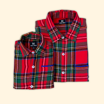 Classic Red Checks Dad and Son Twinning Shirts