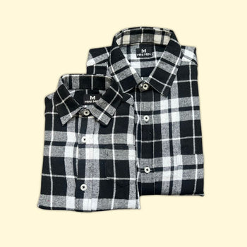 Classic Grey Checks Dad n Son Twinning Shirts