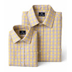 Yellow Seersucker Checks Dad n Son Twinning Shirts