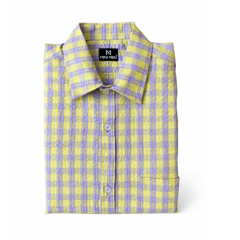Yellow Seersucker Checks Dad n Son Twinning Shirts