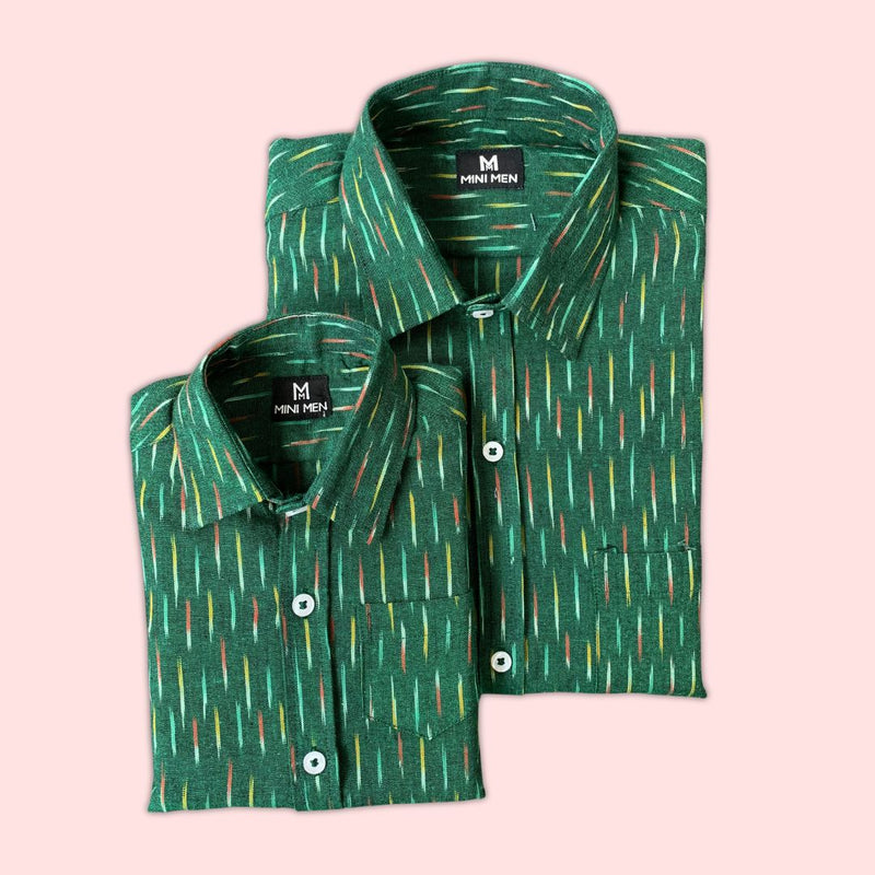 Green Ikat Dad n Son Shirts