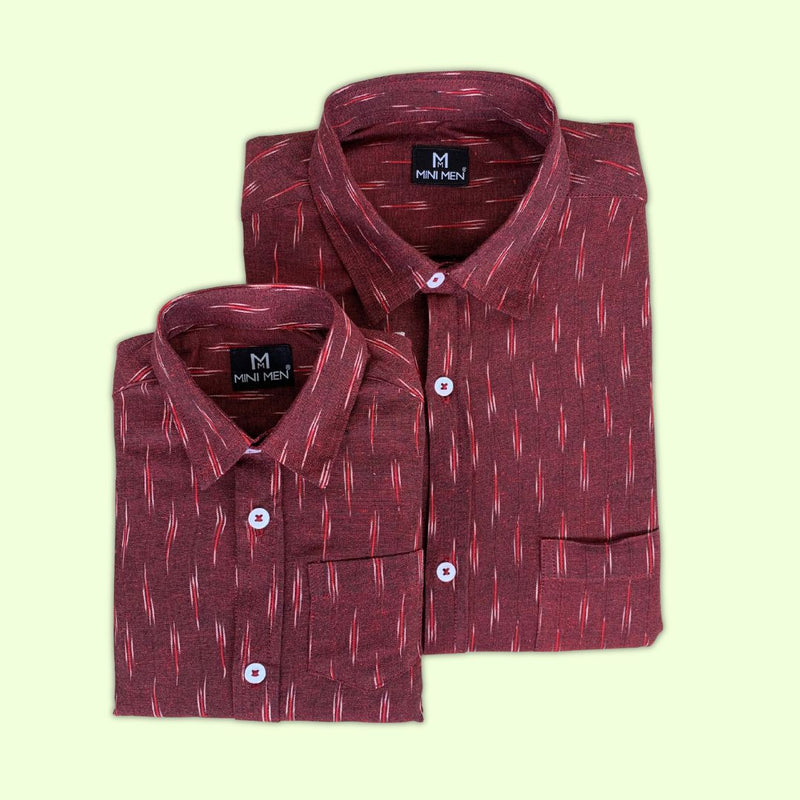 Maroon Ikat Dad n Son Shirts
