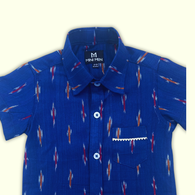 Blue Ikat Dad Twinning Shirt