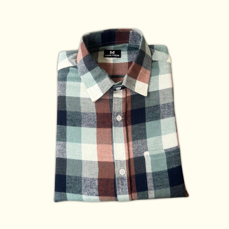 Classic Olive Brown Checks Dad Twinning Shirt